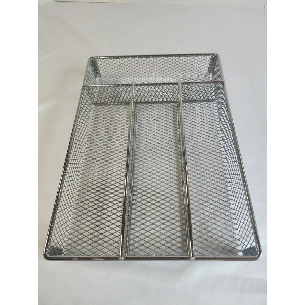 Cutlery Tray Silver Metal Mesh Utility Organizer